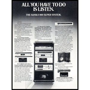 1981 Sansui 900 Super System Stereo Vintage Print Ad Audiophile Wall Art Photo